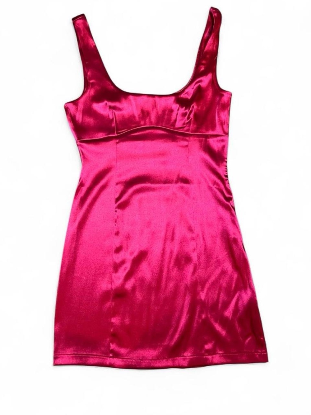 Anthropologie Hot Pink Satin Tank Mini Dress